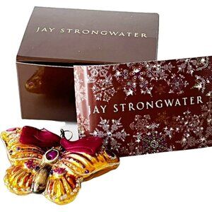 Jay Strongwater Hand Painted and Hand Blown Glass Butterfly Ornament